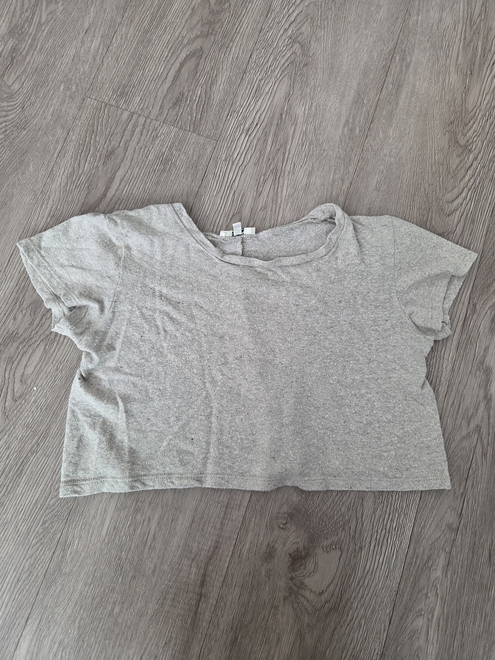 OZMA Lou Silk Jersey Light Gray Cropped Tee